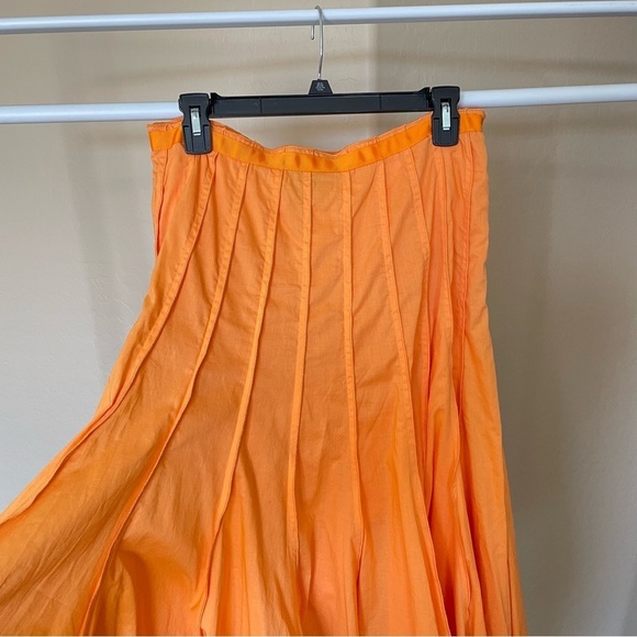Bright Orange Pleated A Line Skirt - Picture 5 of 7